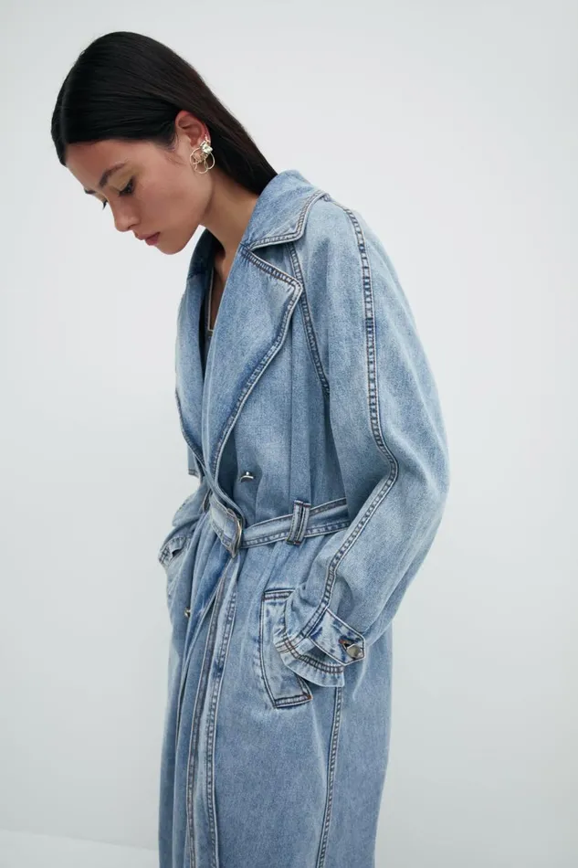 Aje Blazers Jackets and Coats Zariah Denim Trench Sky Wash 8211 Women