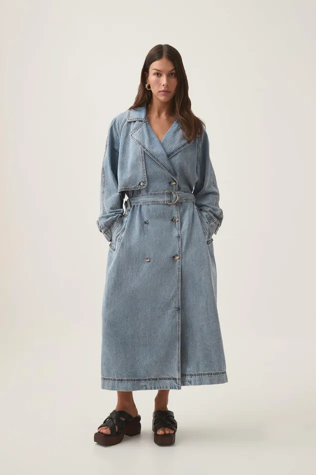 Aje Blazers Jackets and Coats Zariah Denim Trench Sky Wash 8211 Women