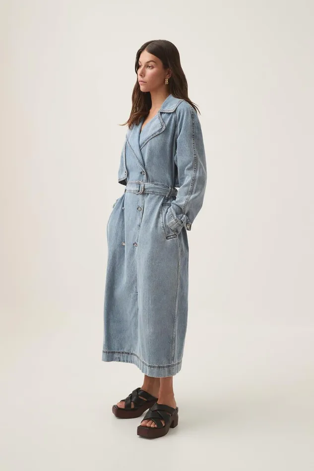 Aje Blazers Jackets and Coats Zariah Denim Trench Sky Wash 8211 Women