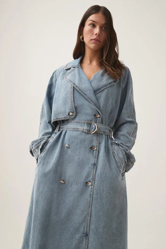 Aje Blazers Jackets and Coats Zariah Denim Trench Sky Wash 8211 Women