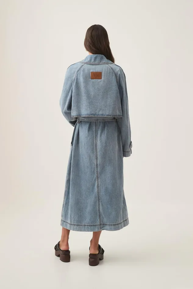 Aje Blazers Jackets and Coats Zariah Denim Trench Sky Wash 8211 Women
