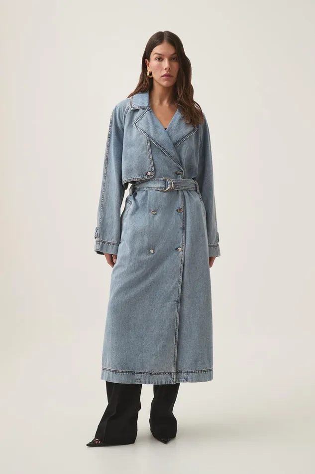 Aje Blazers Jackets and Coats Zariah Denim Trench Sky Wash 8211 Women