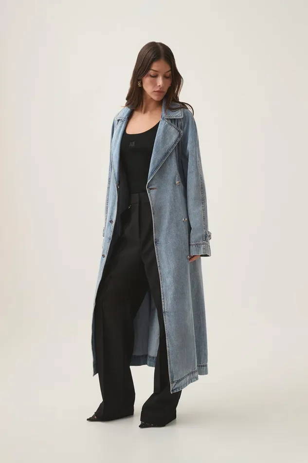 Aje Blazers Jackets and Coats Zariah Denim Trench Sky Wash 8211 Women