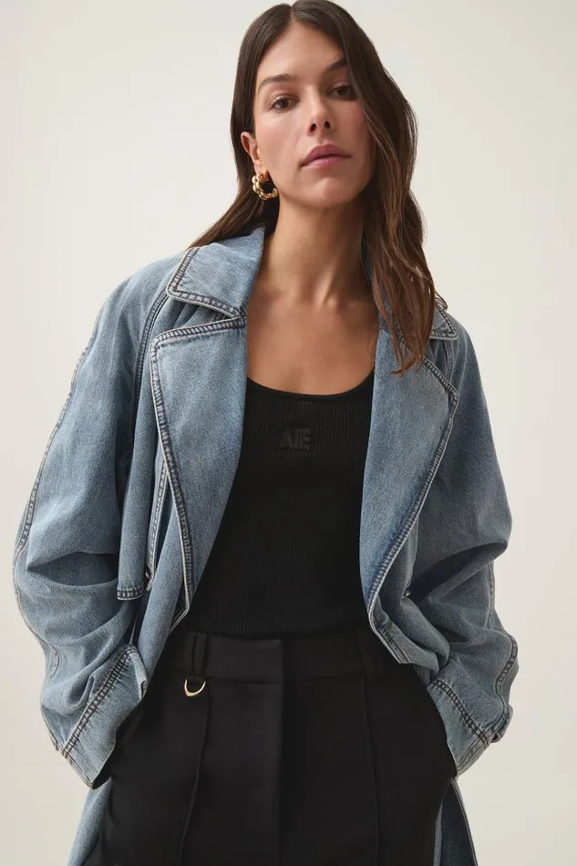 Aje Blazers Jackets and Coats Zariah Denim Trench Sky Wash 8211 Women