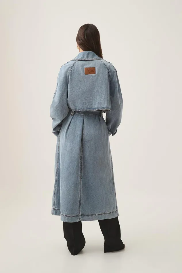 Aje Blazers Jackets and Coats Zariah Denim Trench Sky Wash 8211 Women