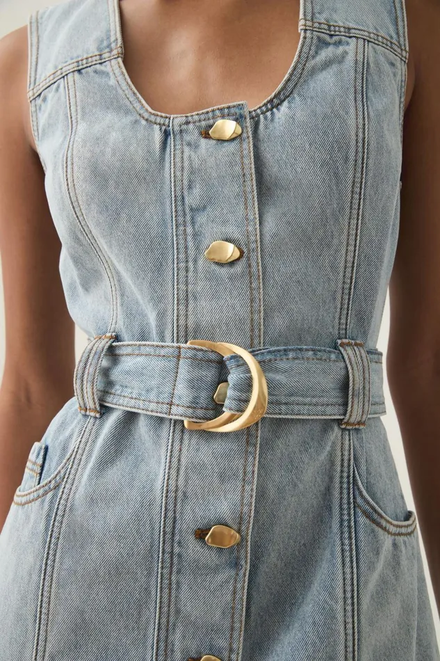 Aje Denim Aura Denim Mini Dress Sea Spray Wash 8211 Women Aje Denim Aura Denim Mini Dress Sea Spray Wash 8211 Women