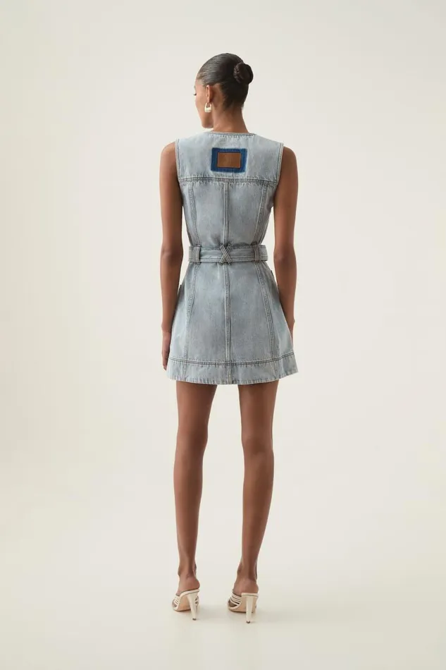 Aje Denim Aura Denim Mini Dress Sea Spray Wash 8211 Women Aje Denim Aura Denim Mini Dress Sea Spray Wash 8211 Women