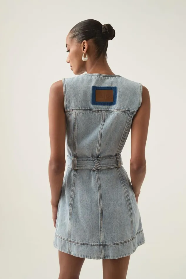 Aje Denim Aura Denim Mini Dress Sea Spray Wash 8211 Women Aje Denim Aura Denim Mini Dress Sea Spray Wash 8211 Women