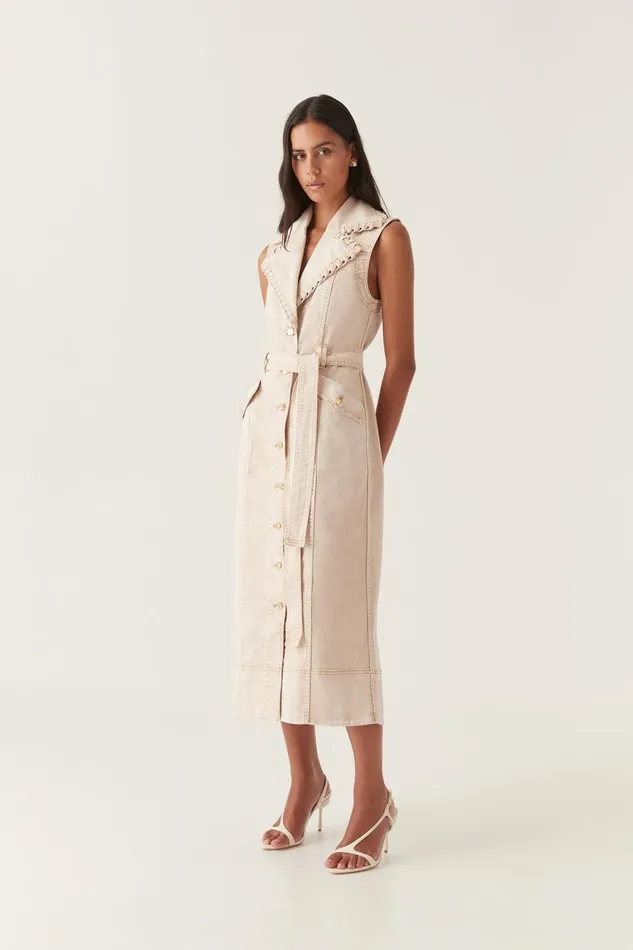 Aje Denim Lorah Denim Midi Dress Sand 8211 Women Aje Denim Lorah Denim Midi Dress Sand 8211 Women