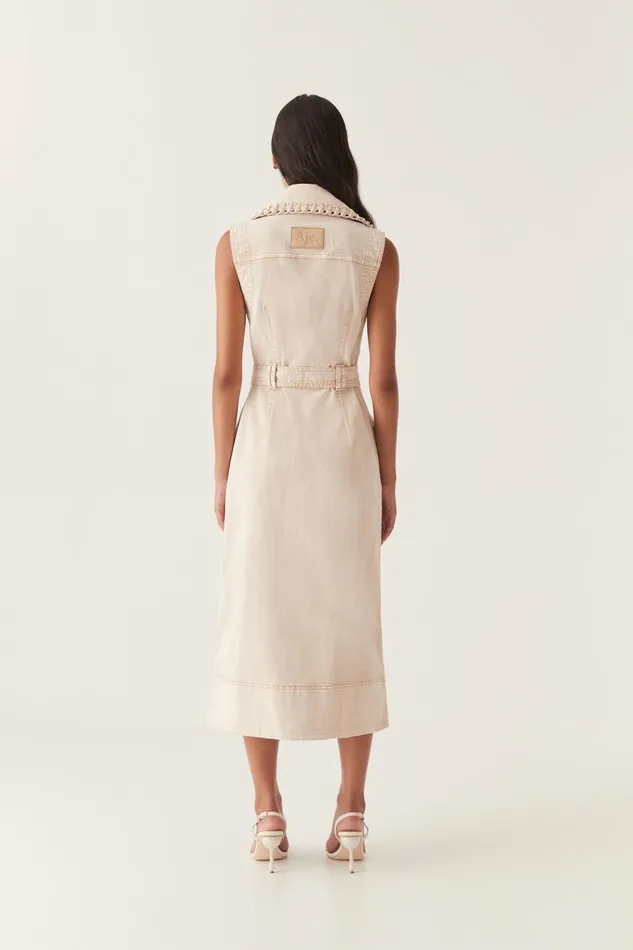 Aje Denim Lorah Denim Midi Dress Sand 8211 Women Aje Denim Lorah Denim Midi Dress Sand 8211 Women