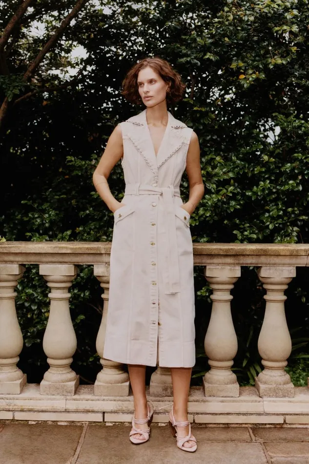 Aje Denim Lorah Denim Midi Dress Sand 8211 Women Aje Denim Lorah Denim Midi Dress Sand 8211 Women