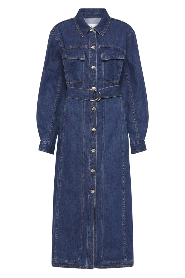 Aje Denim Neo Denim Midi Dress Washed Indigo 8211 Women Aje Denim Neo Denim Midi Dress Washed Indigo 8211 Women