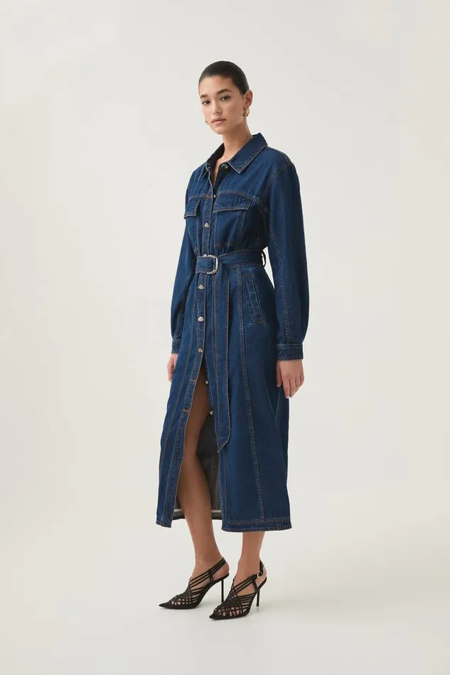 Aje Denim Neo Denim Midi Dress Washed Indigo 8211 Women Aje Denim Neo Denim Midi Dress Washed Indigo 8211 Women