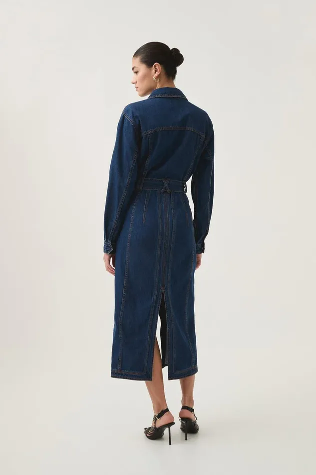 Aje Denim Neo Denim Midi Dress Washed Indigo 8211 Women Aje Denim Neo Denim Midi Dress Washed Indigo 8211 Women