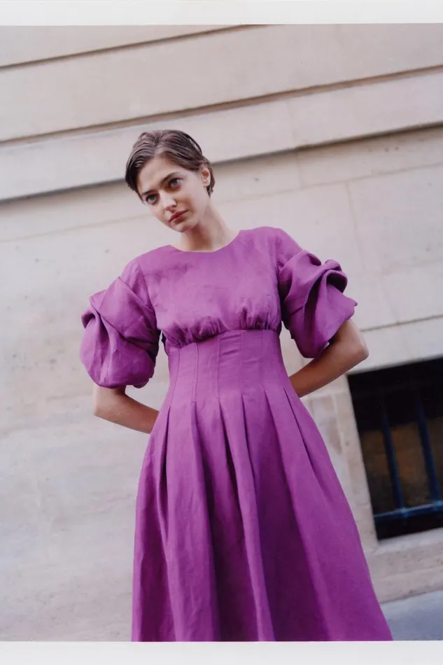 Aje Dresses Adelie Puff Sleeve Midi Dress Plum Purple 8211 Women Aje Dresses Adelie Puff Sleeve Midi Dress Plum Purple 8211 Women
