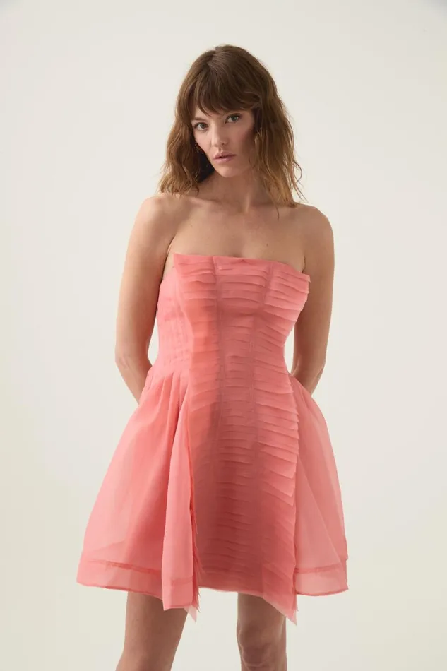 Aje Dresses Astrid Strapless Mini Dress Washed Coral 8211 Women