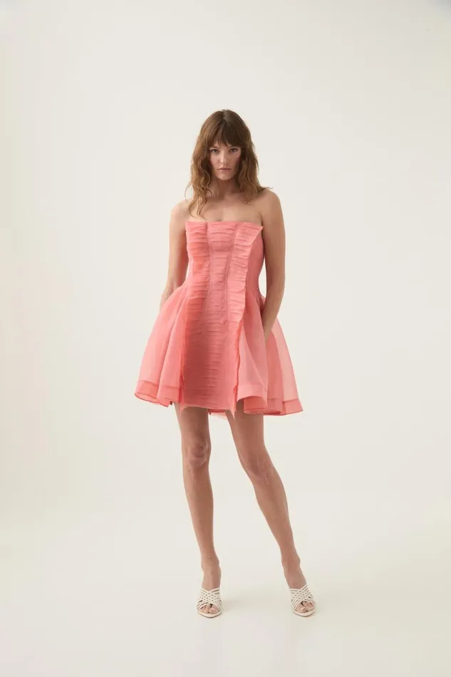 Aje Dresses Astrid Strapless Mini Dress Washed Coral 8211 Women Aje Dresses Astrid Strapless Mini Dress Washed Coral 8211 Women