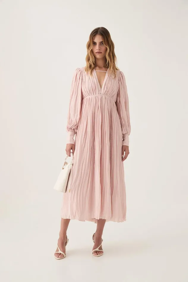 Aje Dresses Catalyst Pleated Midi Dress Blush Pink 8211 Women