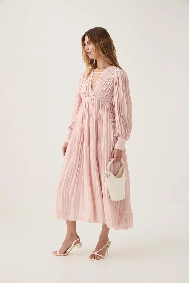 Aje Dresses Catalyst Pleated Midi Dress Blush Pink 8211 Women Aje Dresses Catalyst Pleated Midi Dress Blush Pink 8211 Women