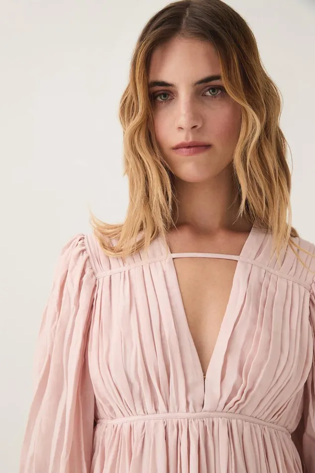Aje Dresses Catalyst Pleated Midi Dress Blush Pink 8211 Women Aje Dresses Catalyst Pleated Midi Dress Blush Pink 8211 Women