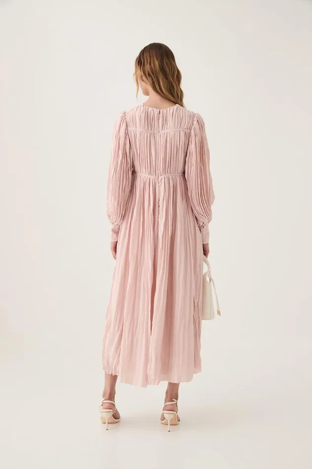 Aje Dresses Catalyst Pleated Midi Dress Blush Pink 8211 Women Aje Dresses Catalyst Pleated Midi Dress Blush Pink 8211 Women