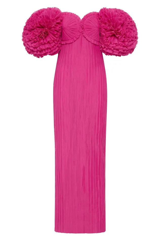 Aje Dresses Crystallise Pleated Gown Fuchsia Rose 8211 Women Aje Dresses Crystallise Pleated Gown Fuchsia Rose 8211 Women