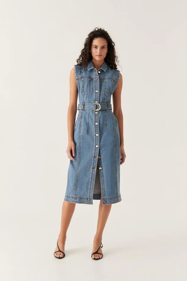 Aje Dresses Darcie Denim Midi Dress 90039s Wash 8211 Women