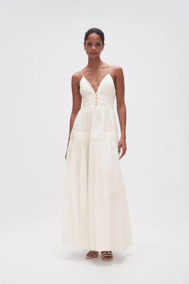 Aje Dresses Grace Tiered Maxi Dress Ivory 8211 Women