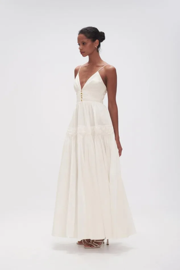 Aje Dresses Grace Tiered Maxi Dress Ivory 8211 Women