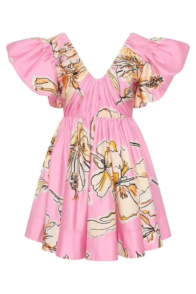 Aje Dresses Gretta Bow Back Mini Dress Pink Hibiscus 8211 Women Aje Dresses Gretta Bow Back Mini Dress Pink Hibiscus 8211 Women