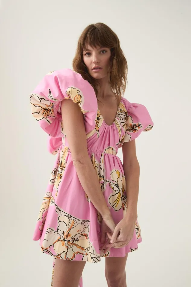 Aje Dresses Gretta Bow Back Mini Dress Pink Hibiscus 8211 Women Aje Dresses Gretta Bow Back Mini Dress Pink Hibiscus 8211 Women
