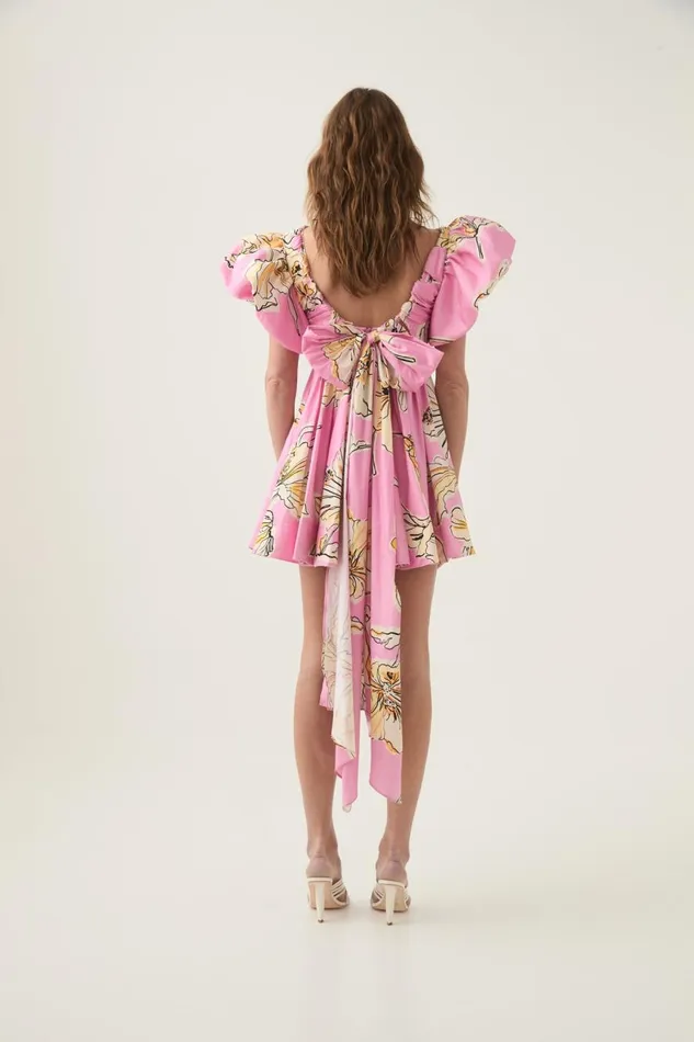 Aje Dresses Gretta Bow Back Mini Dress Pink Hibiscus 8211 Women Aje Dresses Gretta Bow Back Mini Dress Pink Hibiscus 8211 Women