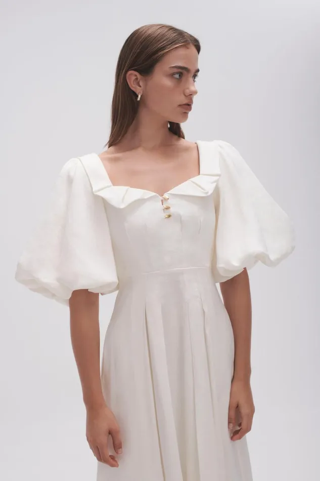 Aje Dresses Jessica Frill Midi Dress Ivory 8211 Women