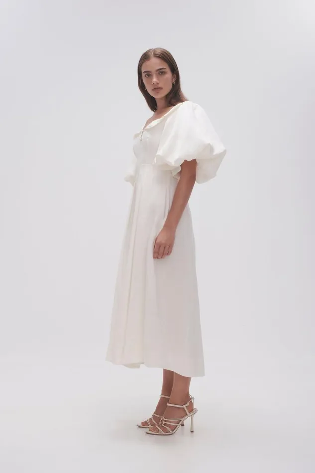 Aje Dresses Jessica Frill Midi Dress Ivory 8211 Women