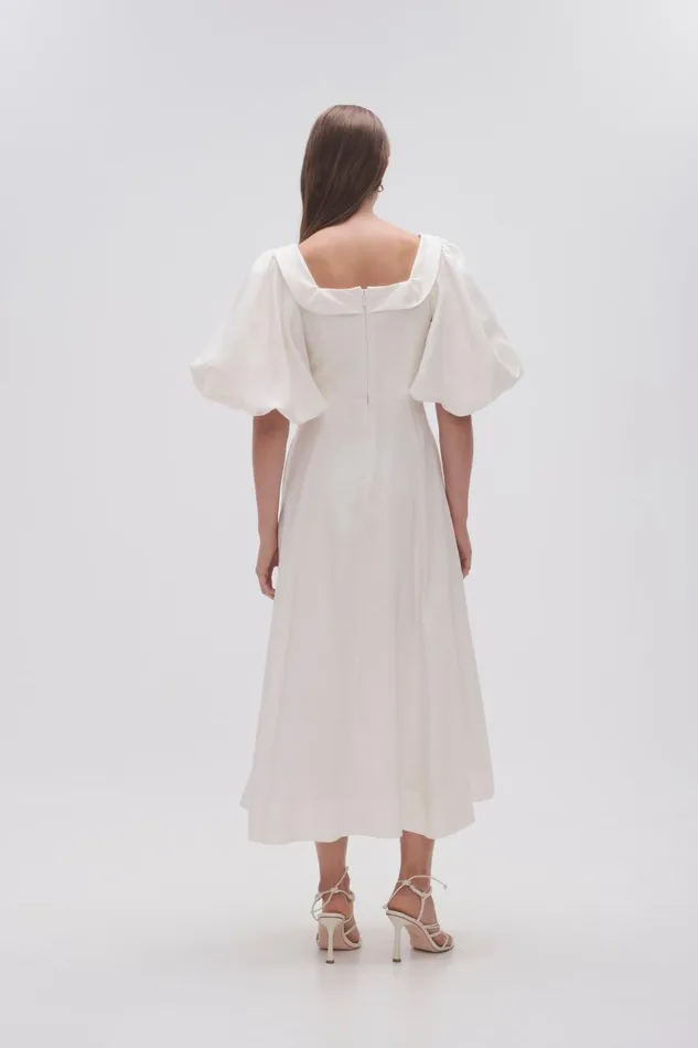 Aje Dresses Jessica Frill Midi Dress Ivory 8211 Women