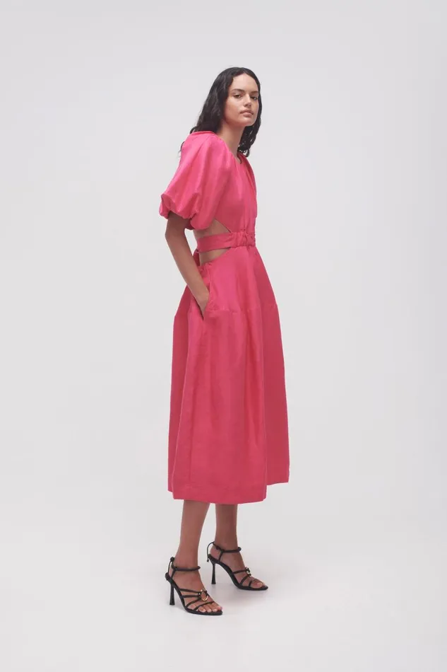 Aje Dresses Mimosa Cutout Midi Dress Hot Pink 8211 Women Aje Dresses Mimosa Cutout Midi Dress Hot Pink 8211 Women