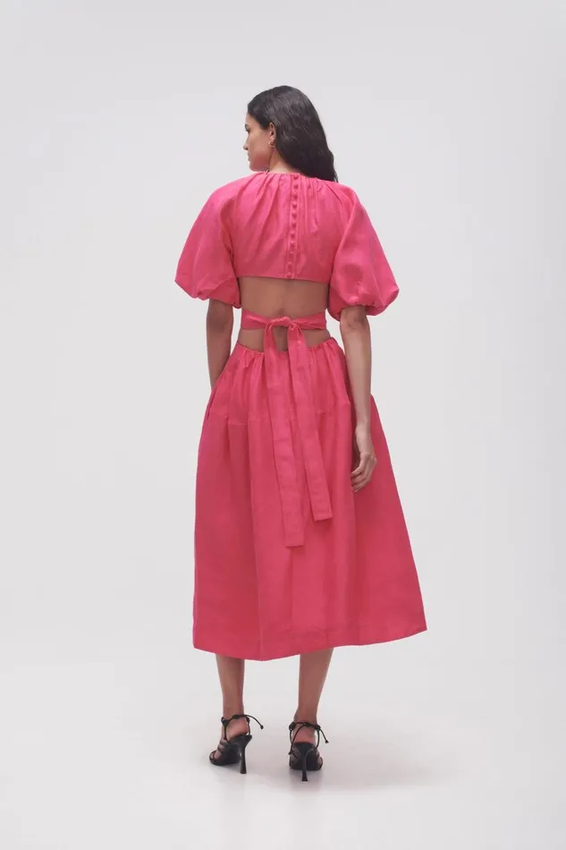 Aje Dresses Mimosa Cutout Midi Dress Hot Pink 8211 Women Aje Dresses Mimosa Cutout Midi Dress Hot Pink 8211 Women