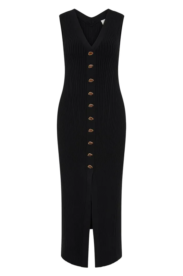 Aje Dresses Ondine Knit Midi Dress Black 8211 Women Aje Dresses Ondine Knit Midi Dress Black 8211 Women
