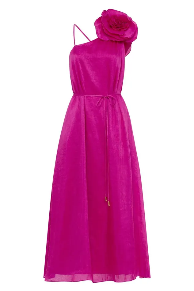 Aje Dresses Quintessa Flower Midi Dress Deep Magenta 8211 Women Aje Dresses Quintessa Flower Midi Dress Deep Magenta 8211 Women