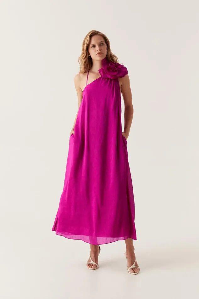 Aje Dresses Quintessa Flower Midi Dress Deep Magenta 8211 Women Aje Dresses Quintessa Flower Midi Dress Deep Magenta 8211 Women