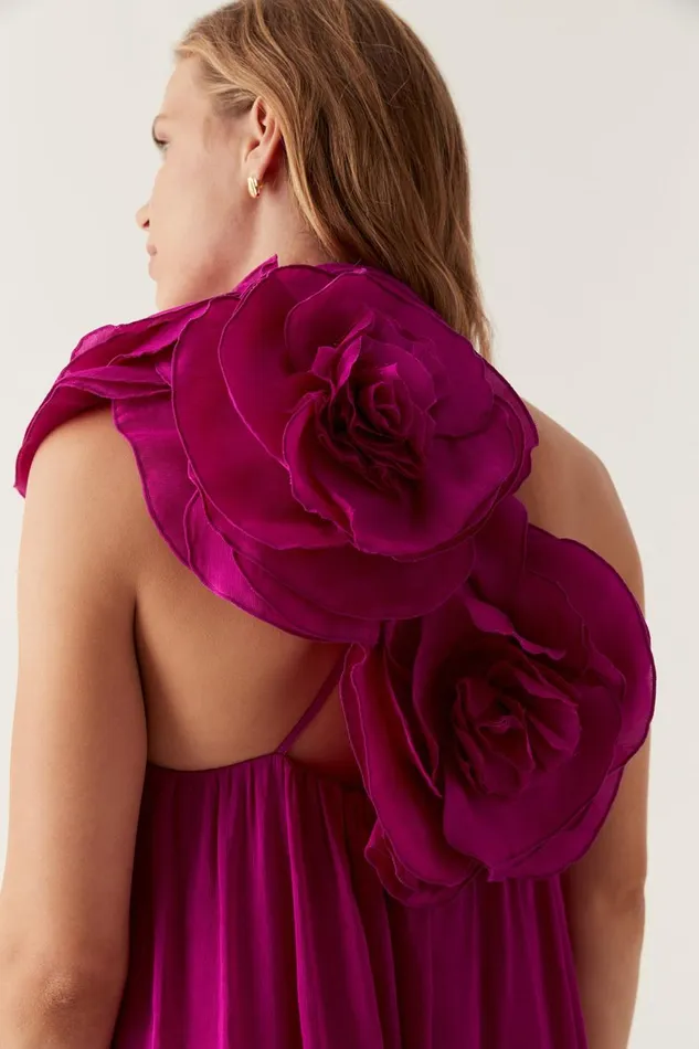 Aje Dresses Quintessa Flower Midi Dress Deep Magenta 8211 Women Aje Dresses Quintessa Flower Midi Dress Deep Magenta 8211 Women