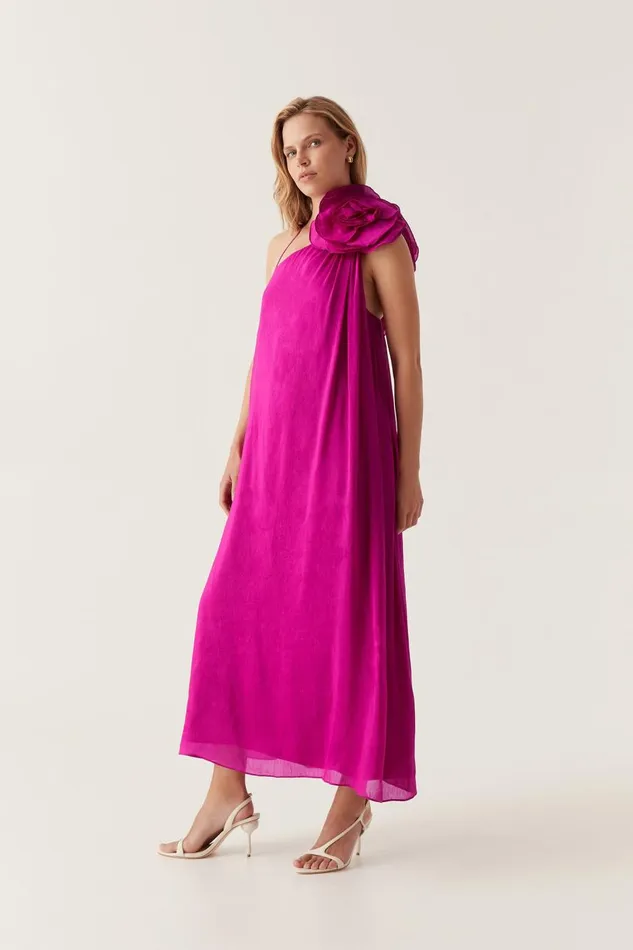 Aje Dresses Quintessa Flower Midi Dress Deep Magenta 8211 Women Aje Dresses Quintessa Flower Midi Dress Deep Magenta 8211 Women