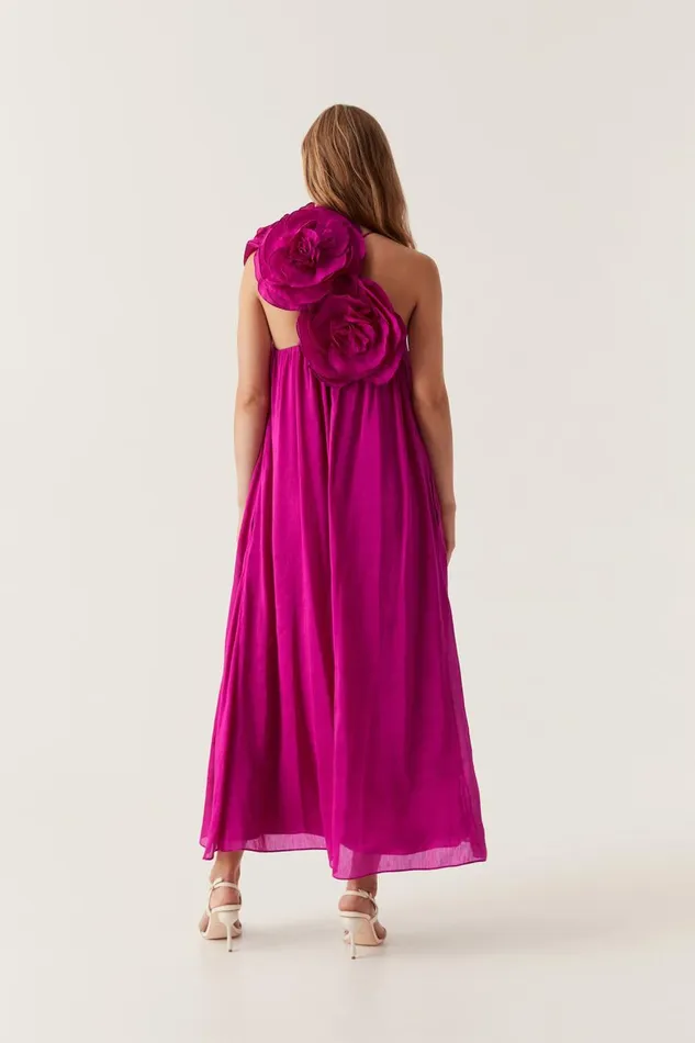Aje Dresses Quintessa Flower Midi Dress Deep Magenta 8211 Women Aje Dresses Quintessa Flower Midi Dress Deep Magenta 8211 Women