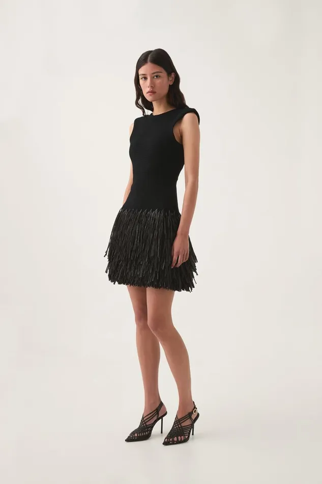 Aje Dresses Rushes Raffia Knit Mini Dress Black 8211 Women Aje Dresses Rushes Raffia Knit Mini Dress Black 8211 Women