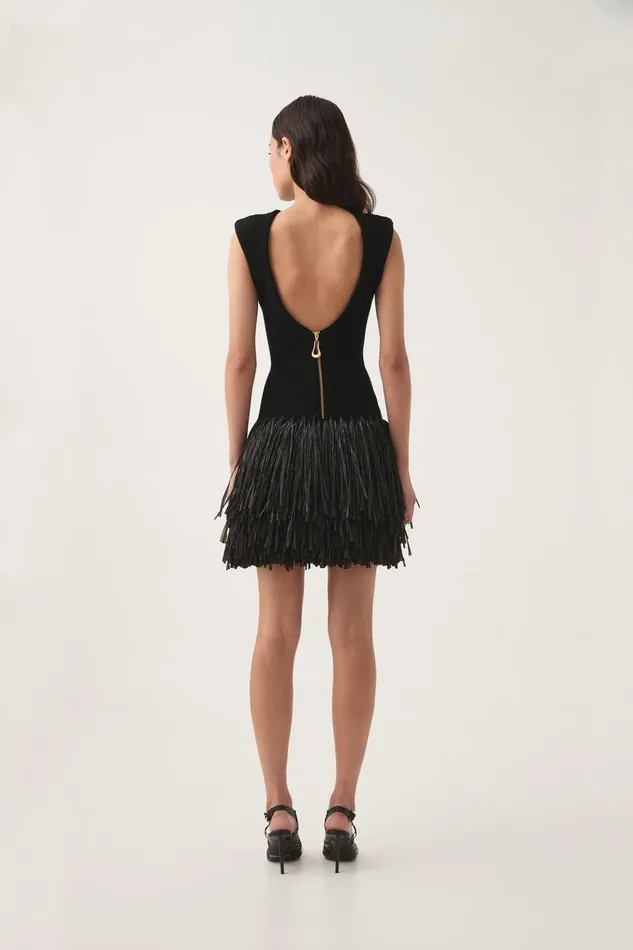 Aje Dresses Rushes Raffia Knit Mini Dress Black 8211 Women Aje Dresses Rushes Raffia Knit Mini Dress Black 8211 Women