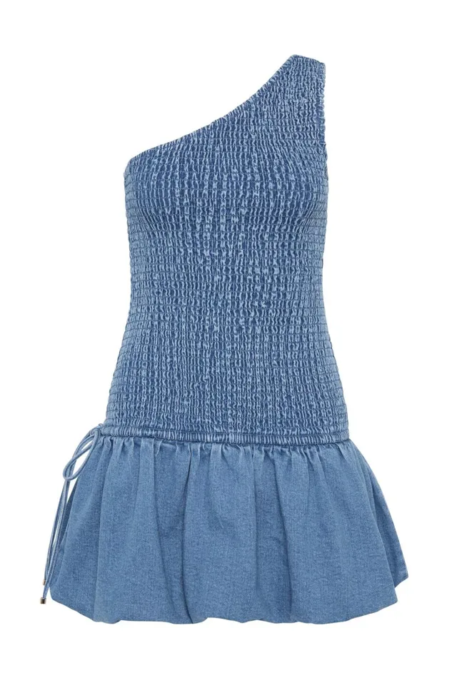 Aje Dresses Sunray One Shoulder Mini Dress Blue Wash 8211 Women Aje Dresses Sunray One Shoulder Mini Dress Blue Wash 8211 Women