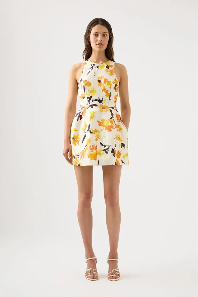 Aje Dresses Tulip Cut Out Mini Dress Pressed Sunflowers 8211 Women Aje Dresses Tulip Cut Out Mini Dress Pressed Sunflowers 8211 Women
