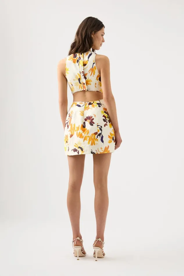 Aje Dresses Tulip Cut Out Mini Dress Pressed Sunflowers 8211 Women Aje Dresses Tulip Cut Out Mini Dress Pressed Sunflowers 8211 Women
