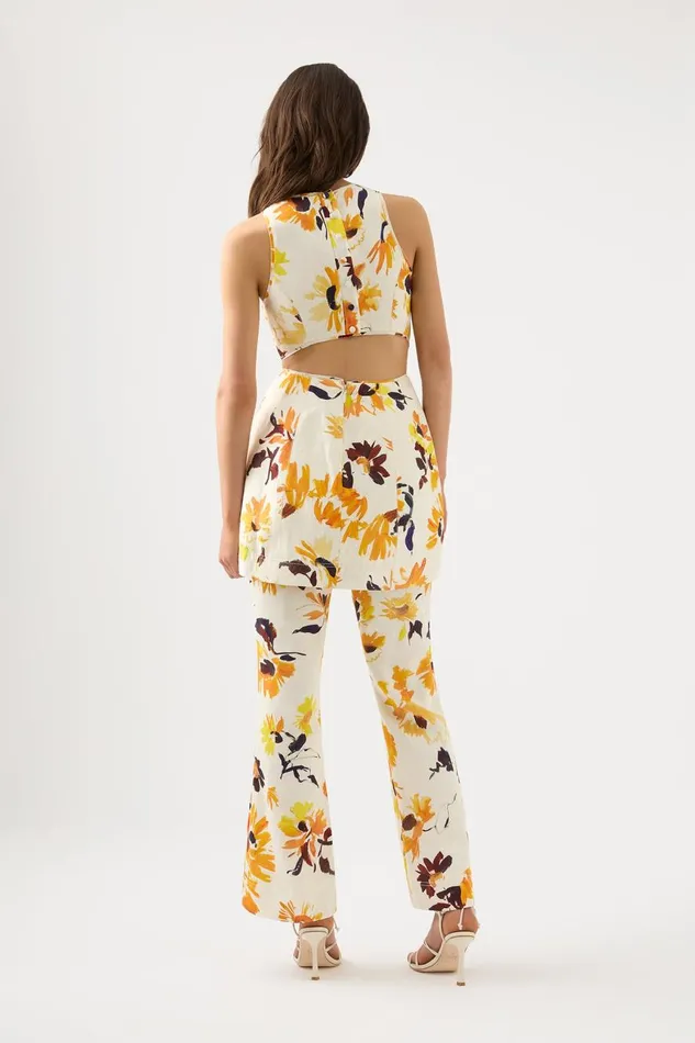 Aje Dresses Tulip Cut Out Mini Dress Pressed Sunflowers 8211 Women Aje Dresses Tulip Cut Out Mini Dress Pressed Sunflowers 8211 Women