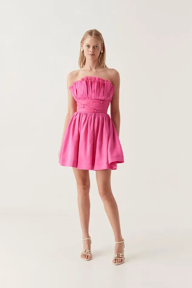 Aje Dresses Whisper Layered Mini Dress Brilliant Pink 8211 Women